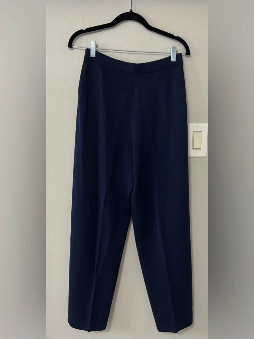 St John Basics Knit Pants Size 6 Navy Santana Knit Pull On Elastic Waist Pants